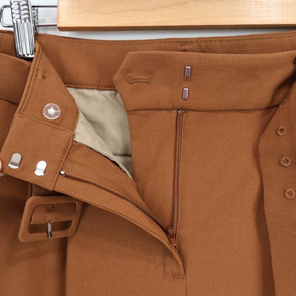 NWOT J.Crew Factory Belted Straight-Leg Trouser Dress Pant In Brown 2 Petite - Picture 9 of 11